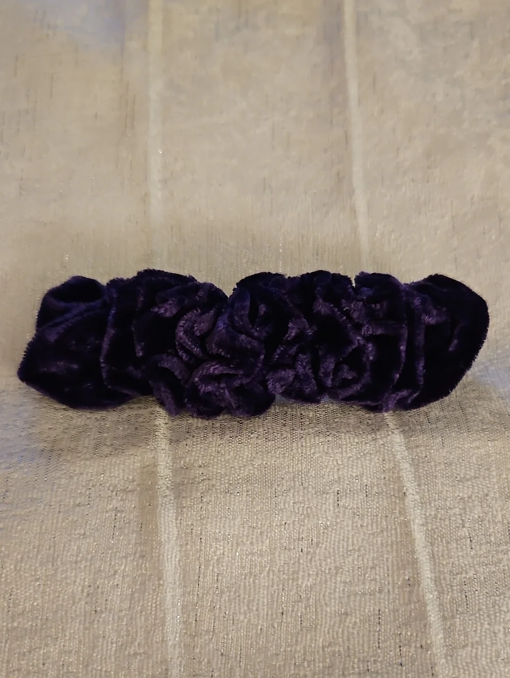 Vintage Dark Purple Velvet Ruffle Hair Barrette